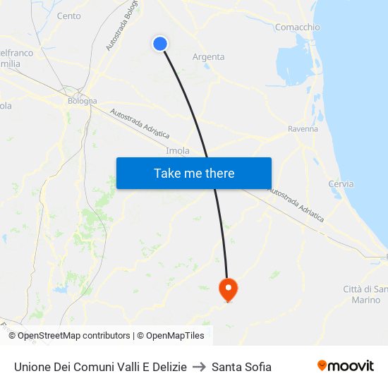 Unione Dei Comuni Valli E Delizie to Santa Sofia map