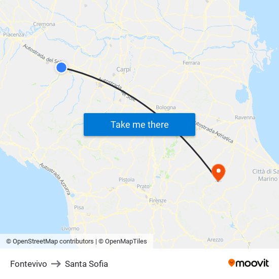 Fontevivo to Santa Sofia map