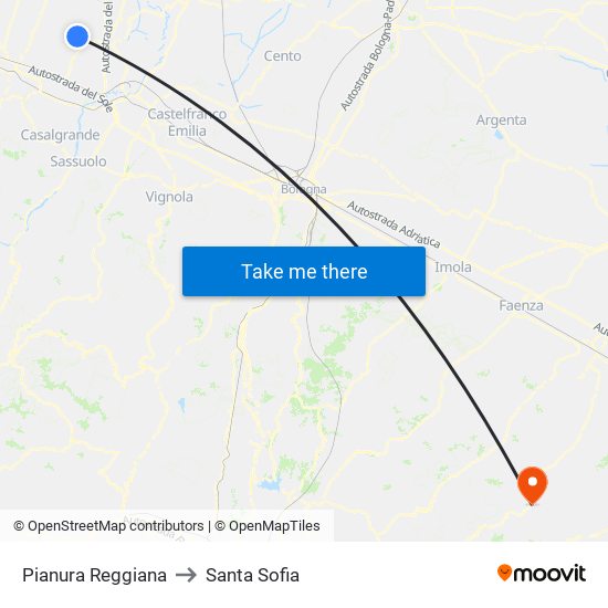 Pianura Reggiana to Santa Sofia map