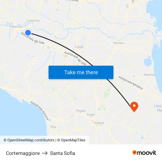 Cortemaggiore to Santa Sofia map