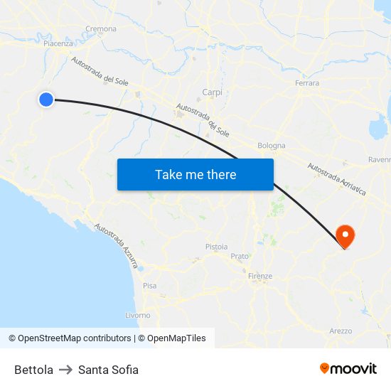 Bettola to Santa Sofia map