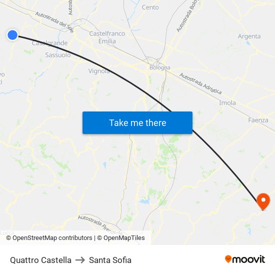 Quattro Castella to Santa Sofia map