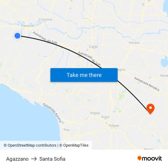 Agazzano to Santa Sofia map
