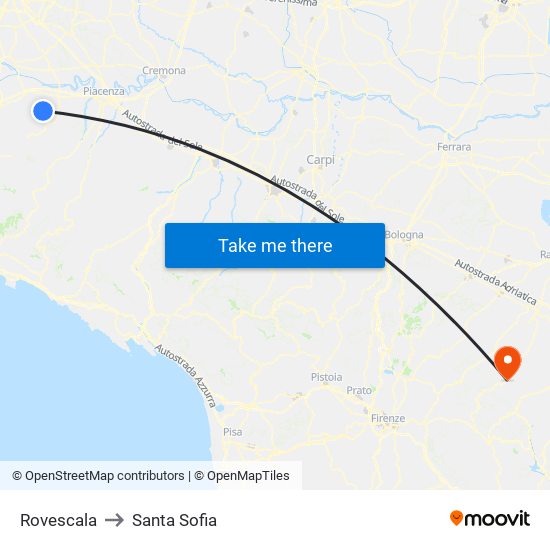 Rovescala to Santa Sofia map