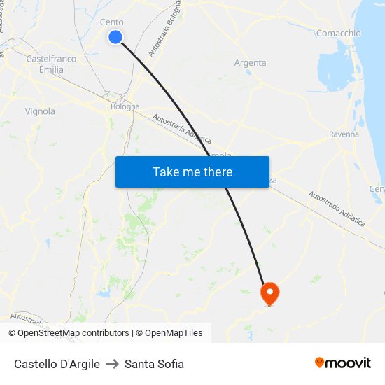 Castello D'Argile to Santa Sofia map