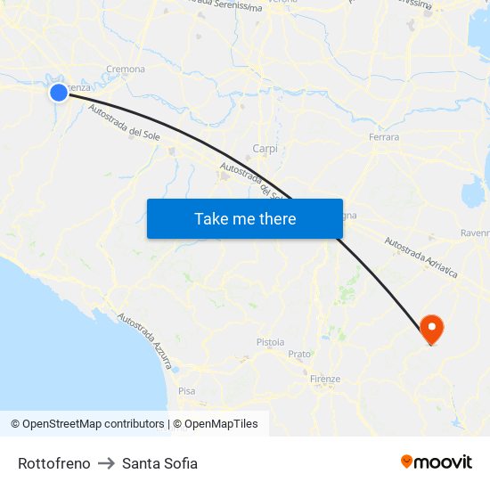 Rottofreno to Santa Sofia map