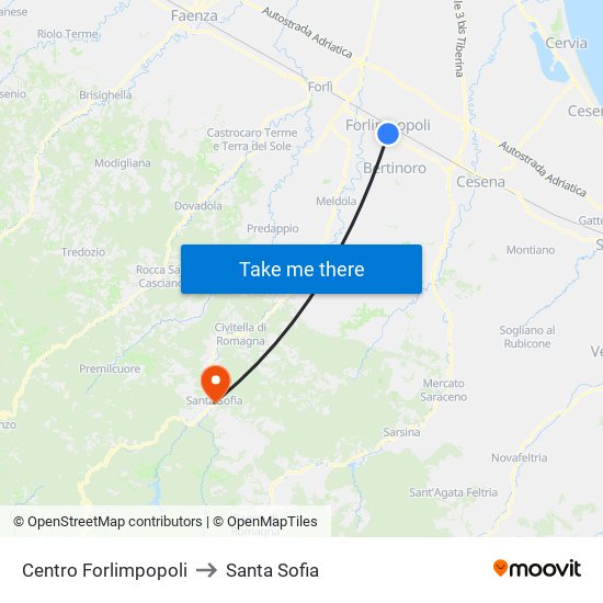 Centro Forlimpopoli to Santa Sofia map