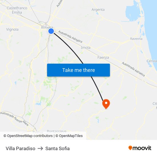 Villa Paradiso to Santa Sofia map