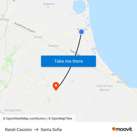 Randi-Cassino to Santa Sofia map