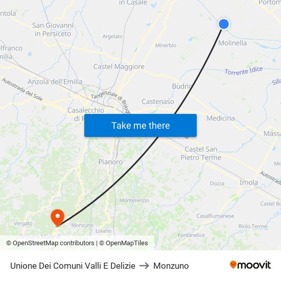 Unione Dei Comuni Valli E Delizie to Monzuno map