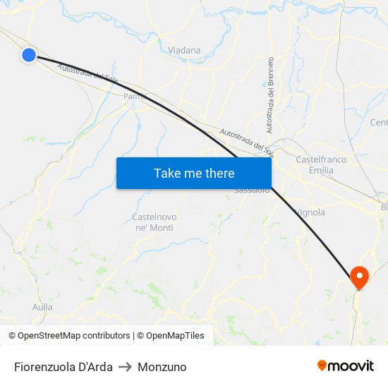 Fiorenzuola D'Arda to Monzuno map