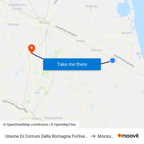 Unione Di Comuni Della Romagna Forlivese to Monzuno map