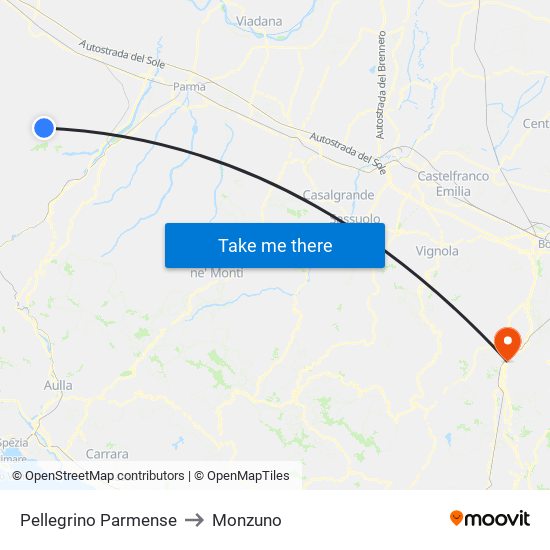Pellegrino Parmense to Monzuno map