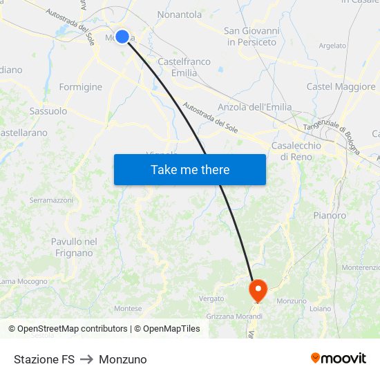 Stazione FS to Monzuno map