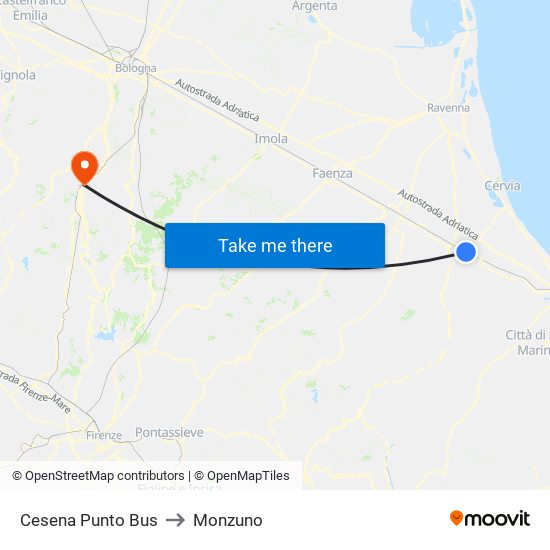 Cesena Punto Bus to Monzuno map
