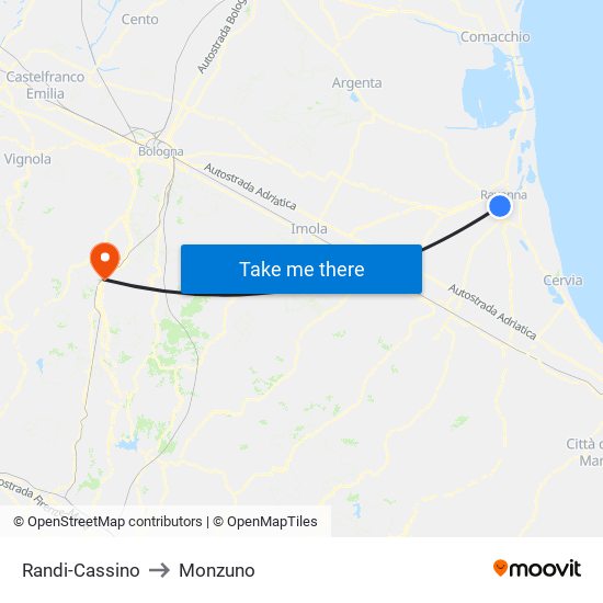 Randi-Cassino to Monzuno map