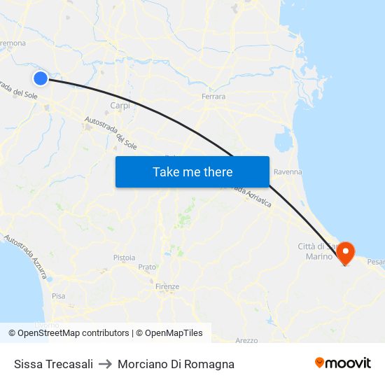 Sissa Trecasali to Morciano Di Romagna map