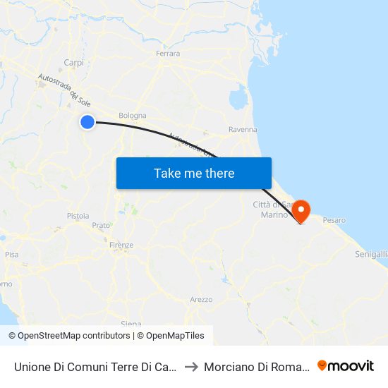 Unione Di Comuni Terre Di Castelli to Morciano Di Romagna map