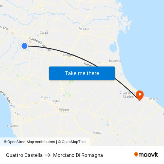 Quattro Castella to Morciano Di Romagna map