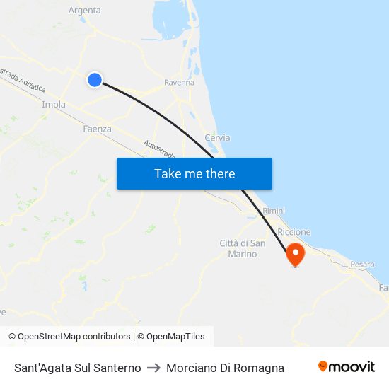 Sant'Agata Sul Santerno to Morciano Di Romagna map