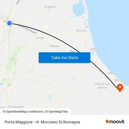 Porta Maggiore to Morciano Di Romagna map