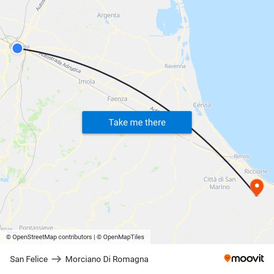 San Felice to Morciano Di Romagna map