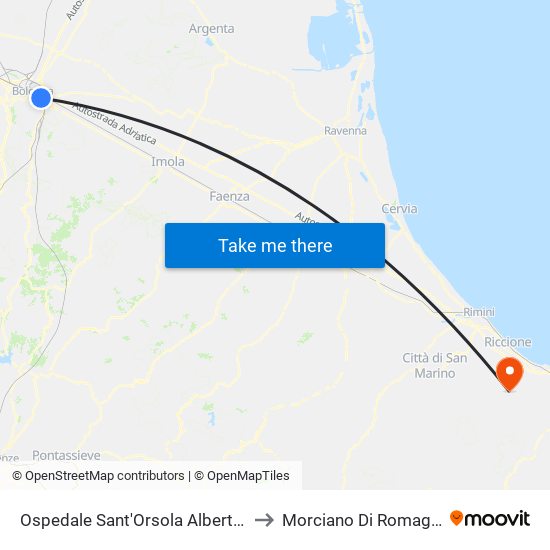 Ospedale Sant'Orsola Albertoni to Morciano Di Romagna map