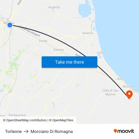 Torleone to Morciano Di Romagna map