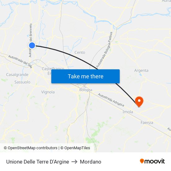 Unione Delle Terre D'Argine to Mordano map