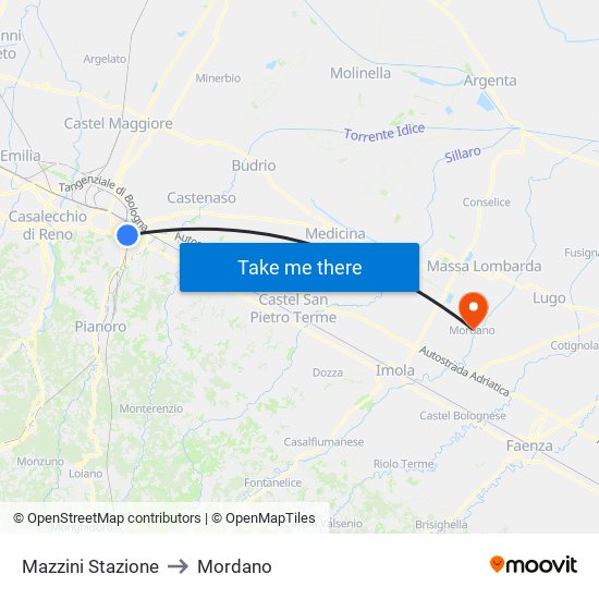 Mazzini Stazione to Mordano map