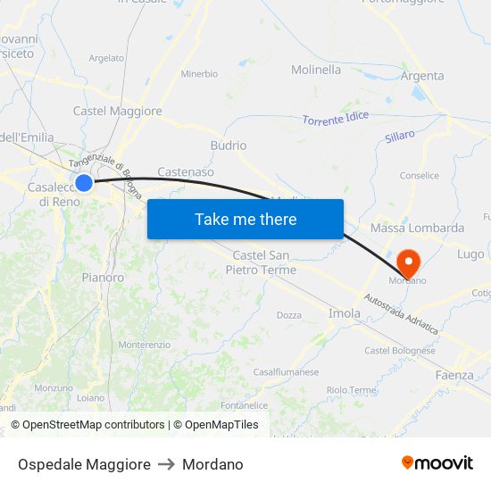 Ospedale Maggiore to Mordano map