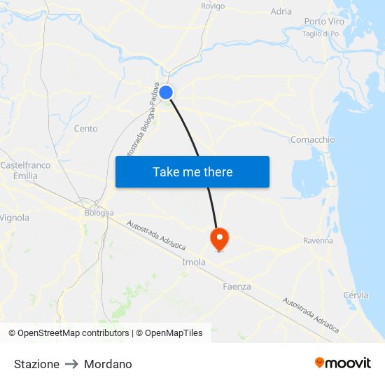 Stazione to Mordano map