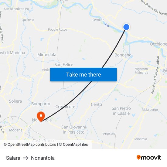 Salara to Nonantola map