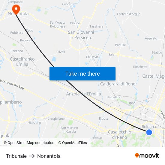 Tribunale to Nonantola map