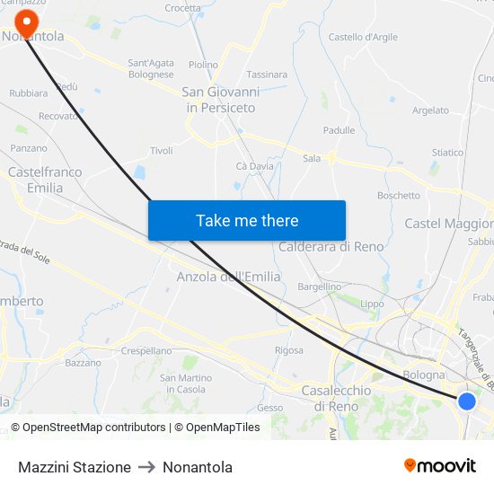 Mazzini Stazione to Nonantola map