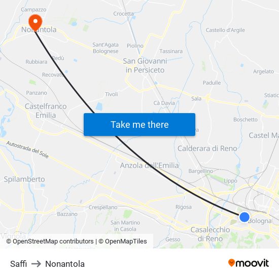 Saffi to Nonantola map