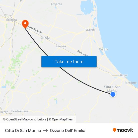 Città Di San Marino to Ozzano Dell' Emilia map