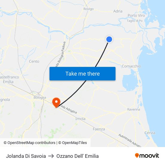 Jolanda Di Savoia to Ozzano Dell' Emilia map