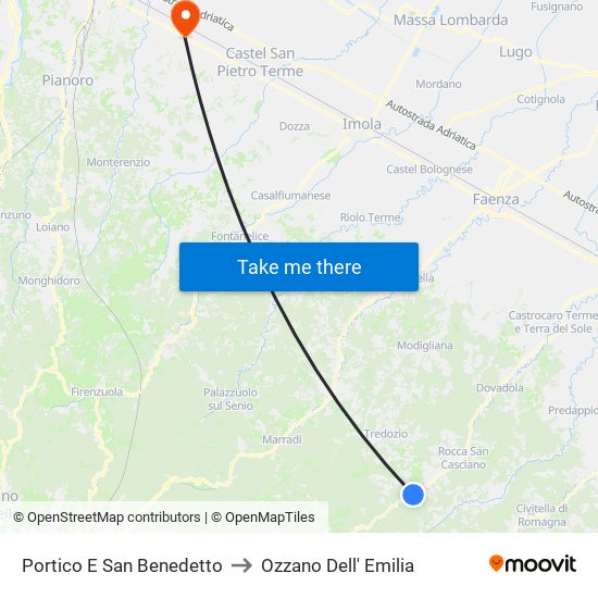 Portico E San Benedetto to Ozzano Dell' Emilia map