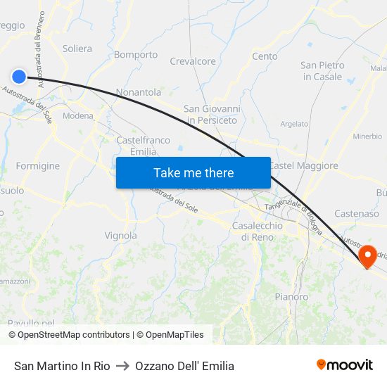 San Martino In Rio to Ozzano Dell' Emilia map