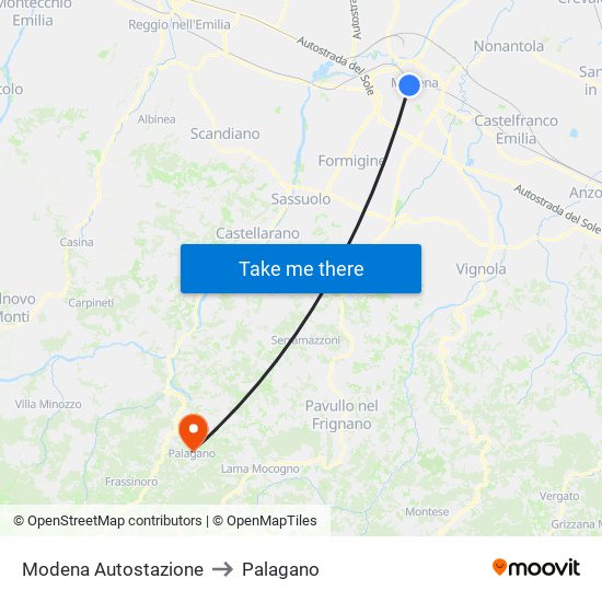 Modena  Autostazione to Palagano map