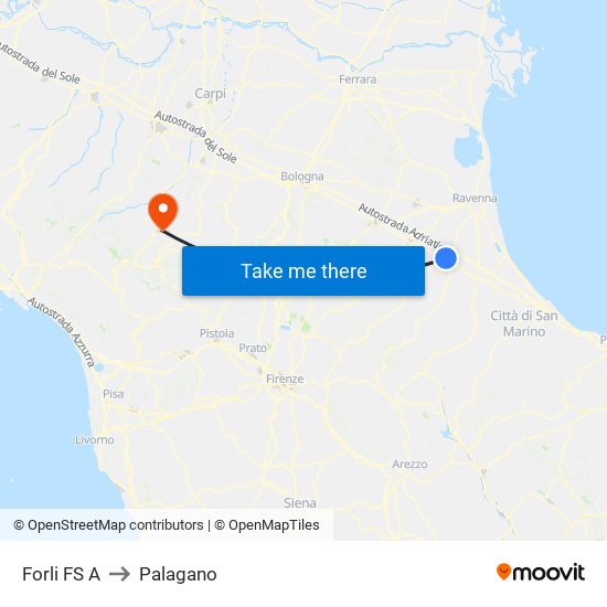 Forli FS A to Palagano map