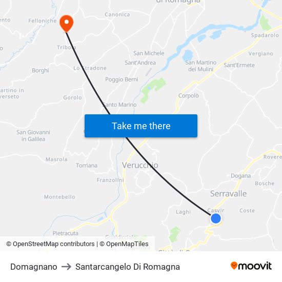 Domagnano to Santarcangelo Di Romagna map