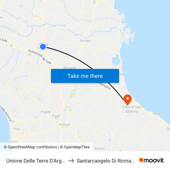 Unione Delle Terre D'Argine to Santarcangelo Di Romagna map