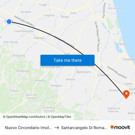 Nuovo Circondario Imolese to Santarcangelo Di Romagna map