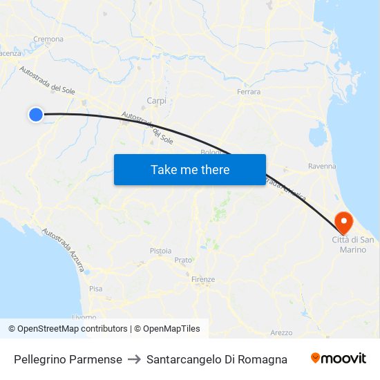 Pellegrino Parmense to Santarcangelo Di Romagna map