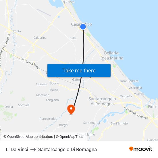 L. Da Vinci to Santarcangelo Di Romagna map