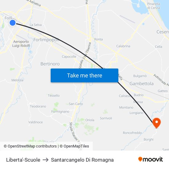 Liberta'-Scuole to Santarcangelo Di Romagna map