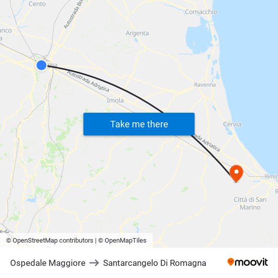 Ospedale Maggiore to Santarcangelo Di Romagna map
