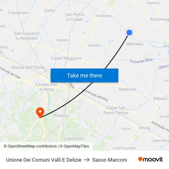 Unione Dei Comuni Valli E Delizie to Sasso Marconi map